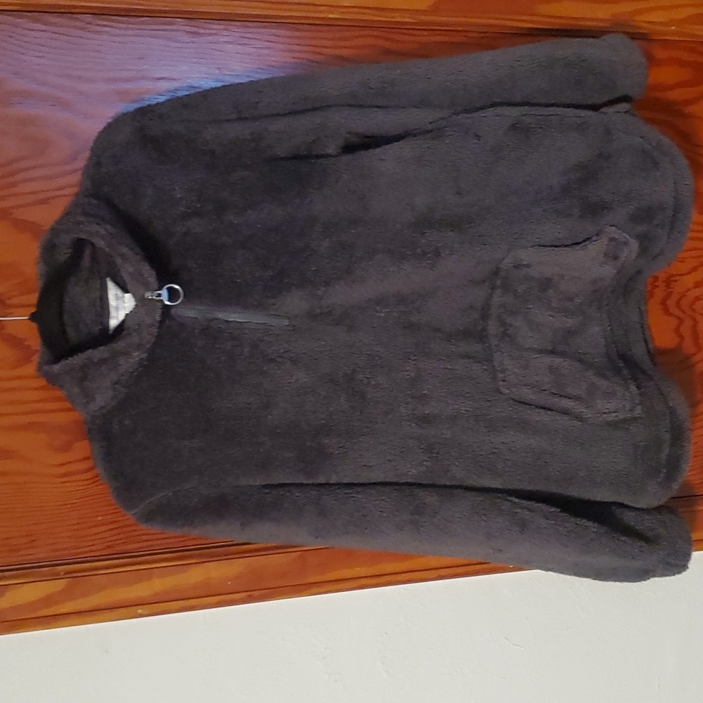 Christopher & Banks women's half zip teddy jacket/sweatshirt. Gray. Large.
